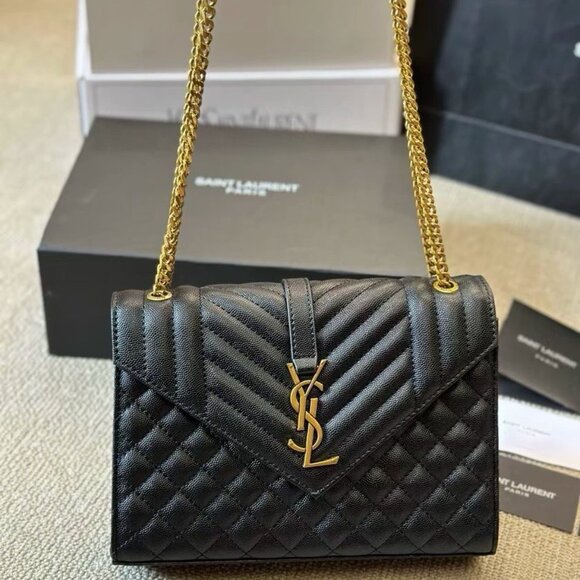 SAINT LAURENT YSL ENVELOPE envelope crossbody shoulder bag black - Picture 1 of 9